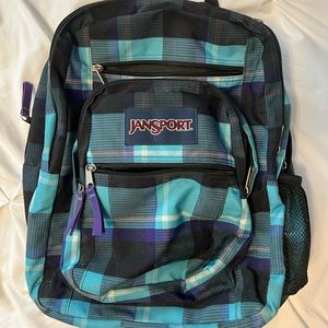 Purple and Blue Plaid JanSport Backpack (so many pockets!!)